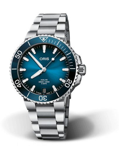 Watch Winder for watch Oris Aquis Aquis Date Calibre 400 41.5 Stainless Steel / Blue / Bracelet