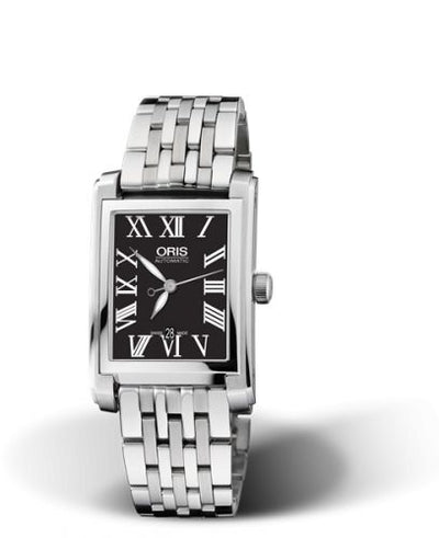 Watch Winder for watch Oris Rectangular Rectangular Date 24.5 Stainless Steel / Black - Roman / Bracelet
