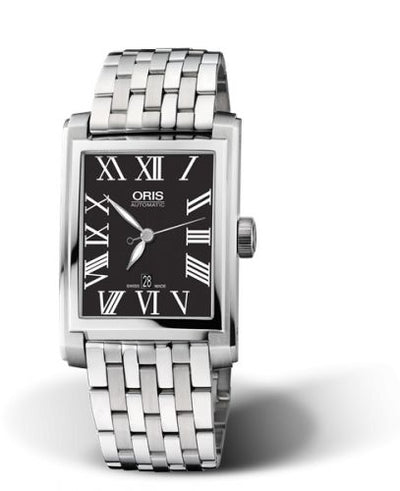 Watch Winder for watch Oris Rectangular Rectangular Date 30 Stainless Steel / Black - Roman / Bracelet