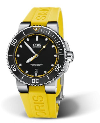 Watch Winder for watch Oris Aquis Aquis Date 43 Stainless Steel / Black - Yellow / Rubber