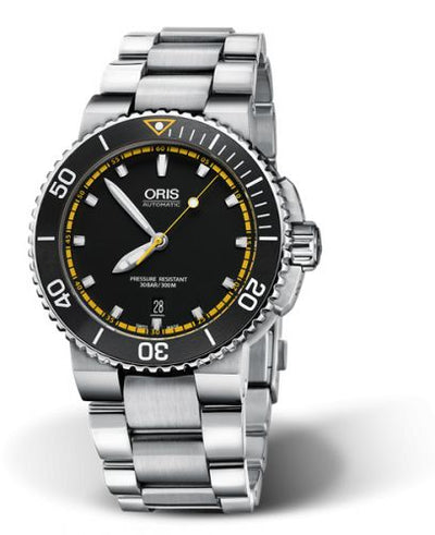 Watch Winder for watch Oris Aquis Aquis Date 43 Stainless Steel / Black - Yellow / Bracelet