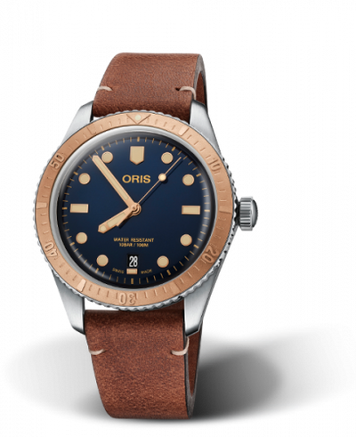 Watch Winder for watch Oris Divers 65 Divers Sixty-Five 40 Stainless Steel / Bronze / Blue / Calf