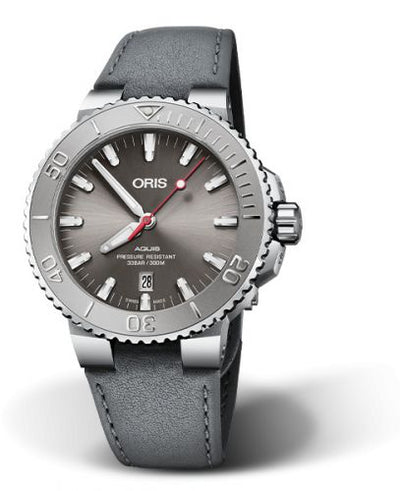Watch Winder for watch Oris Aquis Aquis Date 43.5 Relief Stainless Steel / Grey / Leather