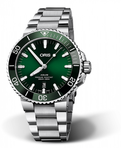 Watch Winder for watch Oris Aquis Aquis Date 43 Stainless Steel / Green / Bracelet