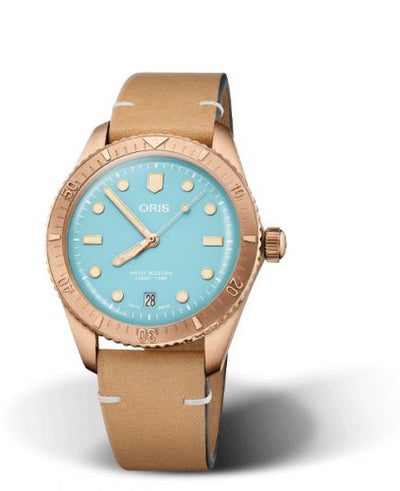 Watch Winder for watch Oris Divers 65 Divers Sixty-Five 38 Cotton Candy Sky Blue / Calf