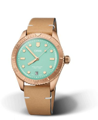 Watch Winder for watch Oris Divers 65 Divers Sixty-Five 38 Cotton Candy Wild Green / Calf