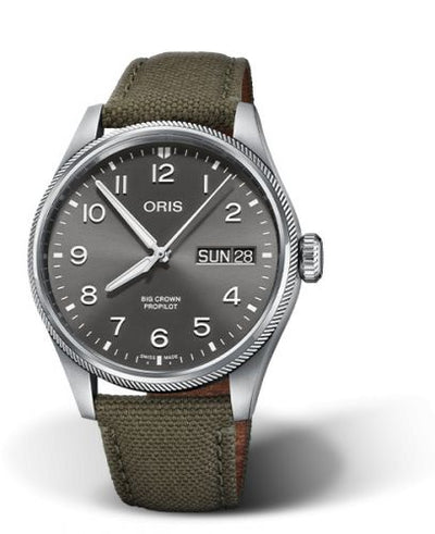 Watch Winder for watch Oris ProPilot Big Crown ProPilot Big Day Date Stainless Steel / Grey / Fabric