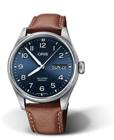 Watch Winder for watch Oris ProPilot Big Crown ProPilot Big Day Date Stainless Steel / Blue / Leather
