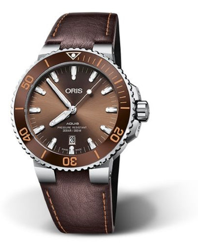 Watch Winder for watch Oris Aquis Aquis Date 43.5 Stainless Steel / Brown / Calf