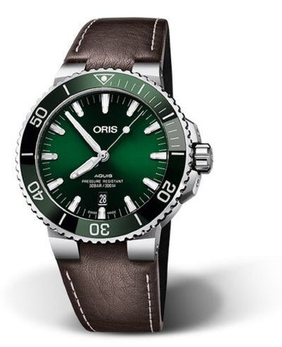 Watch Winder for watch Oris Aquis Aquis Date 43.5 Stainless Steel / Green / Calf