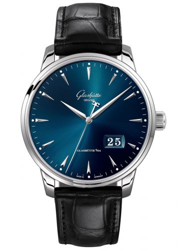 Uhrenbeweger für Uhr Glashütte Original Senator Senator Excellence Panorama Date Stainless Steel / Blue / Alligator / Pin