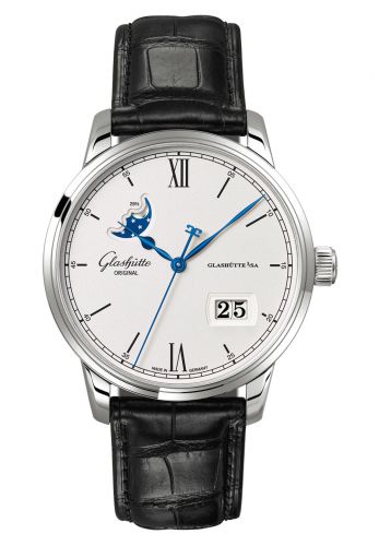Uhrenbeweger für Uhr Glashütte Original Senator Senator Excellence Panorama Date Moonphase Stainless Steel / Silver / Alligator / Pin