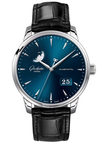 Uhrenbeweger für Uhr Glashütte Original Senator Senator Excellence Panorama Date Moonphase Stainless Steel / Blue / Alligator / Folding