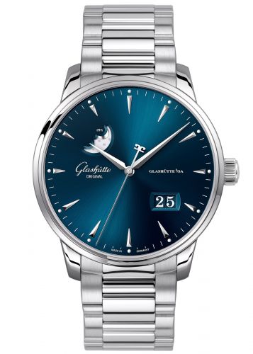 Uhrenbeweger für Uhr Glashütte Original Senator Senator Excellence Panorama Date Moonphase Stainless Steel / Blue / Bracelet