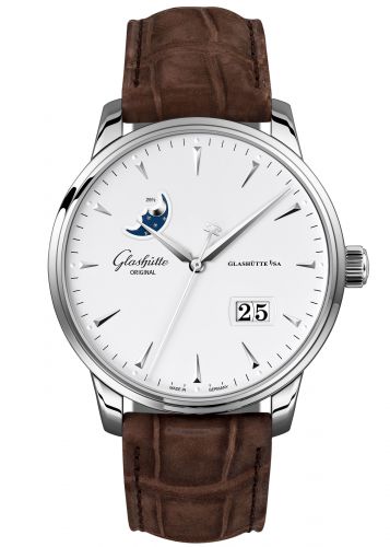 Uhrenbeweger für Uhr Glashütte Original Senator Senator Excellence Panorama Date Moonphase Stainless Steel / Silver / Alligator / Pin