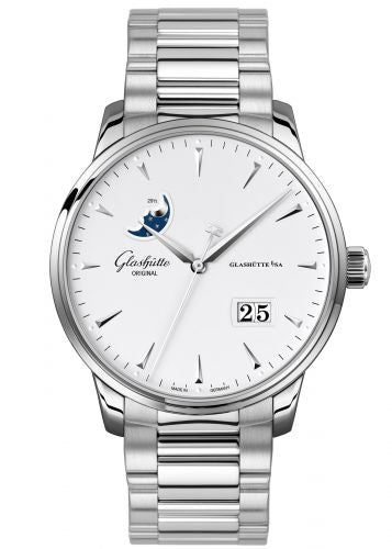 Uhrenbeweger für Uhr Glashütte Original Senator Senator Excellence Panorama Date Moonphase Stainless Steel / Silver / Alligator / Folding