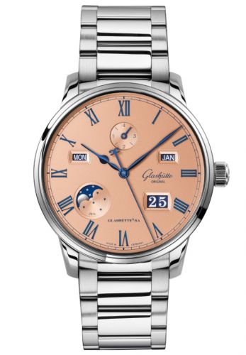 Uhrenbeweger für Uhr Glashütte Original Senator Senator Perpetual Calendar Stainless Steel / Salmon  / Bracelet
