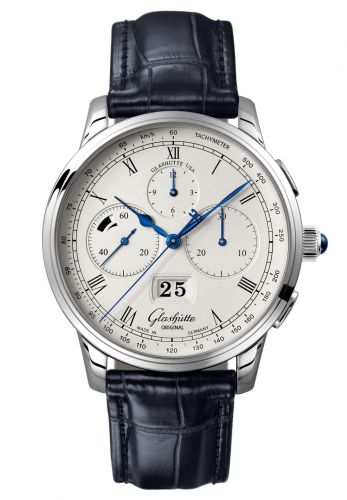 Remontoir à montres pour montre Glashütte Original Senator Senator Chronograph Panorama Date Platinum / Argent / Alligator / Folding
