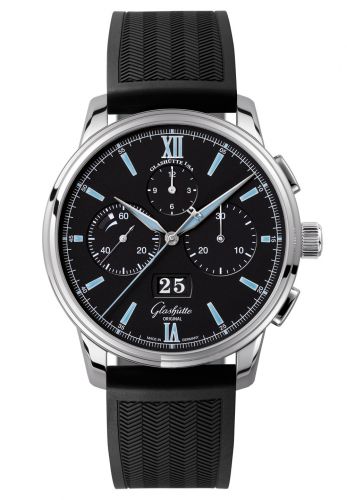 Remontoir à montres pour montre Glashütte Original Senator Senator Chronograph Panorama Date Stainless Steel / Noire / Rubber / Folding