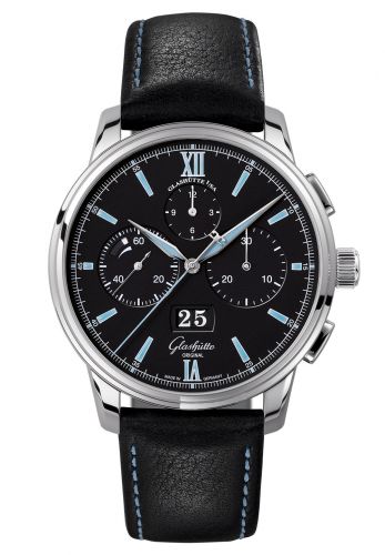 Remontoir à montres pour montre Glashütte Original Senator Senator Chronograph Panorama Date Stainless Steel / Noire / Calf / Folding
