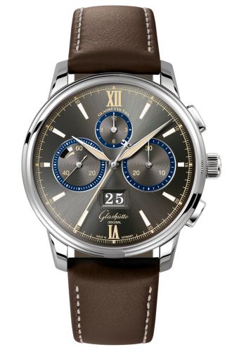 Remontoir à montres pour montre Glashütte Original Senator Senator Chronograph Panorama Date Capital Edition Stainless Steel / Gris / Calf / Pin