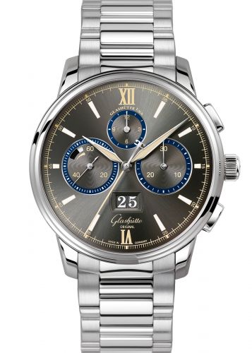 Remontoir à montres pour montre Glashütte Original Senator Senator Chronograph Panorama Date Capital Edition Stainless Steel / Gris / Calf / Bracelet