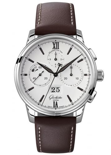 Remontoir à montres pour montre Glashütte Original Senator Senator Chronograph Panorama Date Stainless Steel / Argent / Calf / Pin