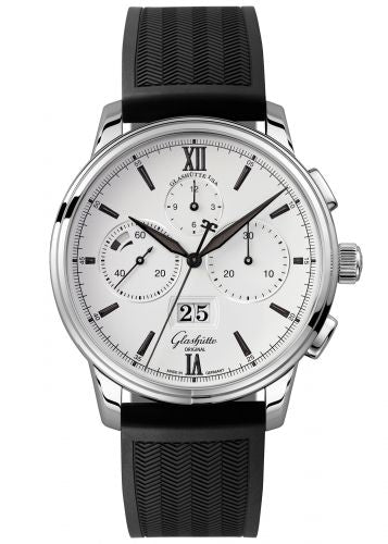 Remontoir à montres pour montre Glashütte Original Senator Senator Chronograph Panorama Date Stainless Steel / Argent / Rubber / Folding