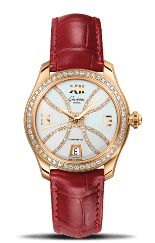 Remontoir à montres pour montre Glashütte Original Lady Serenade Lady Serenade Rose Or / Diamond / MOP - Index Line / Alligator