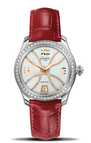 Remontoir à montres pour montre Glashütte Original Lady Serenade Lady Serenade Stainless Steel / Diamond / MOP - Index Line / Alligator