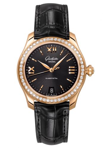 Remontoir à montres pour montre Glashütte Original Lady Serenade Lady Serenade Rose Or / Diamond / Noire / Alligator / Pin