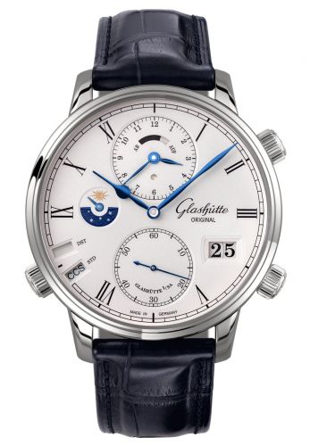 Uhrenbeweger für Uhr Glashütte Original Senator Senator Cosmopolite White Gold / Silver / Alligator / Pin