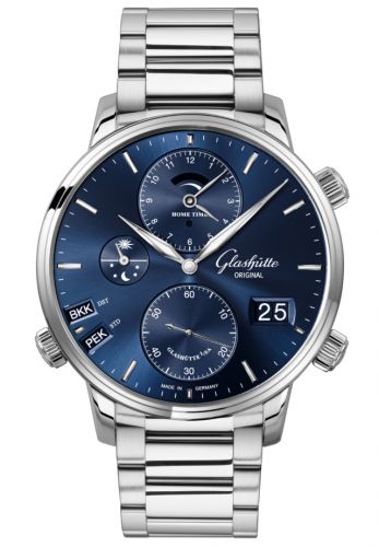 Uhrenbeweger für Uhr Glashütte Original Senator Senator Cosmopolite Stainless Steel / Blue / Bracelet