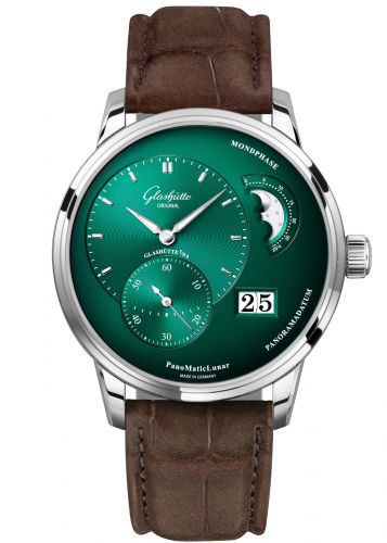 Uhrenbeweger für Uhr Glashütte Original Pano PanoMatic Lunar Stainless Steel / Green / Alligator / Pin