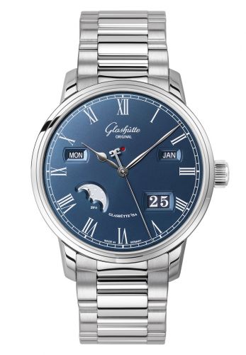 Uhrenbeweger für Uhr Glashütte Original Senator Senator Perpetual Calendar Stainless Steel / Blue / Bracelet