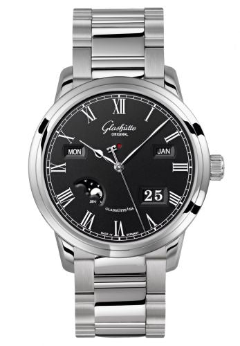 Uhrenbeweger für Uhr Glashütte Original Senator Senator Perpetual Calendar Stainless Steel / Black / Bracelet