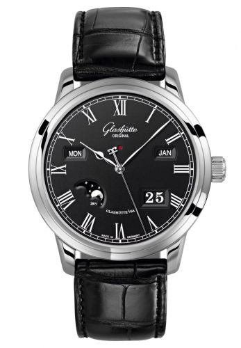 Uhrenbeweger für Uhr Glashütte Original Senator Senator Perpetual Calendar Stainless Steel / Black / Alligator / Folding