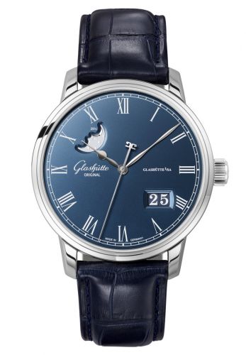Uhrenbeweger für Uhr Glashütte Original Senator Senator Panorama Date Moonphase Stainless Steel / Blue / Alligator / Folding