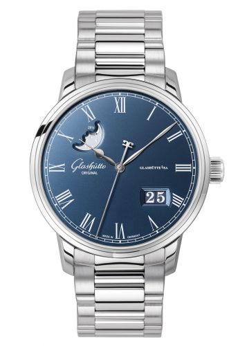Uhrenbeweger für Uhr Glashütte Original Senator Senator Panorama Date Moonphase Stainless Steel / Blue / Bracelet