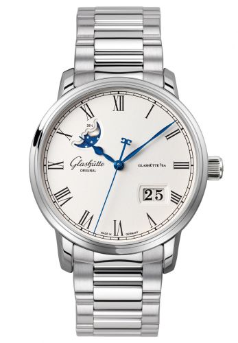Uhrenbeweger für Uhr Glashütte Original Senator Senator Panorama Date Moon Phase Stainless Steel / Silver / Bracelet