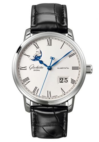 Uhrenbeweger für Uhr Glashütte Original Senator Senator Panorama Date Moon Phase Stainless Steel / Silver / Alligator / Folding