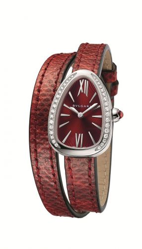 Watch Winder for watch Bulgari Serpenti Serpenti Skin Stainless Steel / Diamond / Red