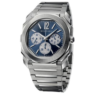 Watch Winder for watch Bulgari Octo Octo Finissimo S Chronograph GMT Stainless Steel / Blue / Bracelet