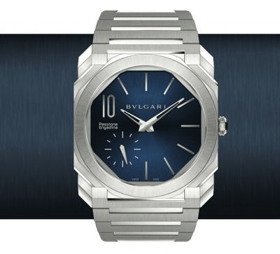 Watch Winder for watch Bulgari Octo Octo Finissimo Automatic Steel / Blue / Passione Engadina