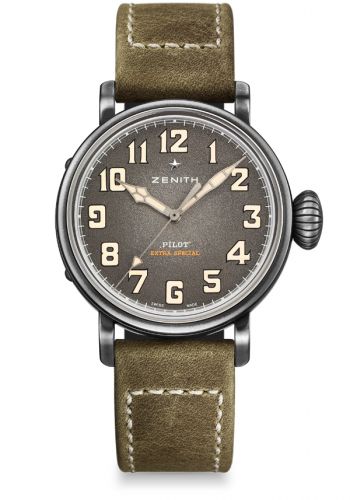 Remontoir à montres pour montre Zenith Pilot Pilot Type 20 Extra Special 40 Aged Stainless Steel / Verte