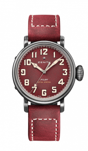 Remontoir à montres pour montre Zenith Pilot Pilot Type 20 Special Edition Aged Stainless Steel / Red / Strap