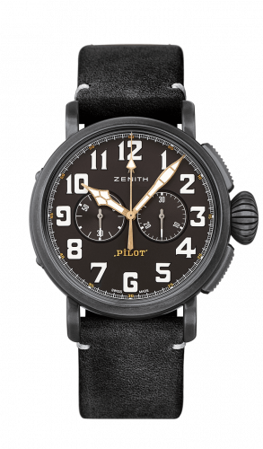 Remontoir à montres pour montre Zenith Pilot Pilot Type 20 Ton-Up Chronograph Aged Steel / Noire