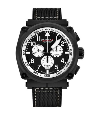 Remontoir à montres pour montre Formex Pilot Pilot Quartz Chronograph PVD / Noire - Blanc / Calf
