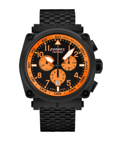 Remontoir à montres pour montre Formex Pilot Pilot Quartz Chronograph PVD / Noire - Orange / Bracelet