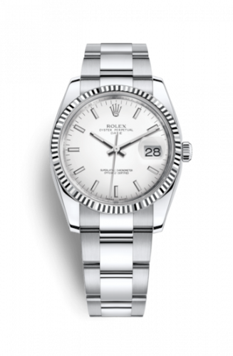 Watch Winder for watch Rolex Date Oyster Perpetual Date 34 Stainless Steel Fluted / Oyster / White